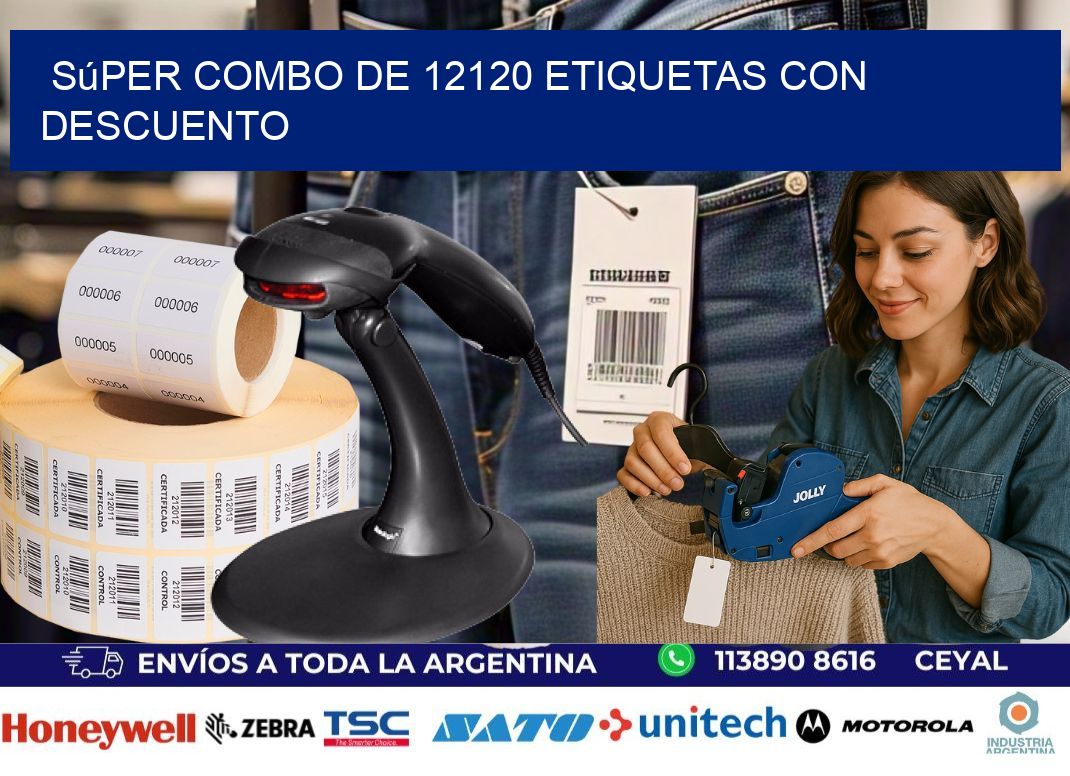 Súper combo de 12120 etiquetas con descuento