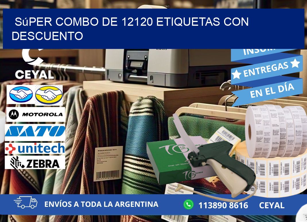 Súper combo de 12120 etiquetas con descuento