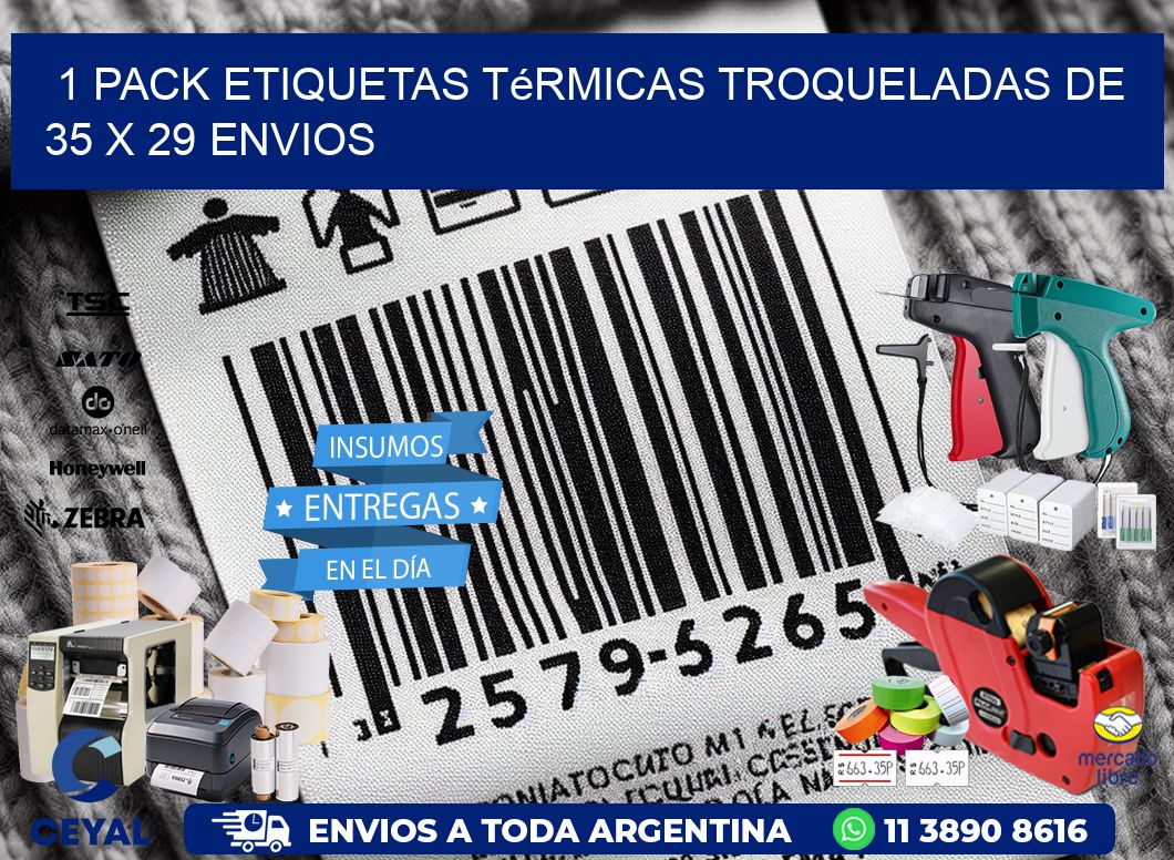 1 Pack etiquetas Térmicas Troqueladas De 35 x 29 ENVIOS