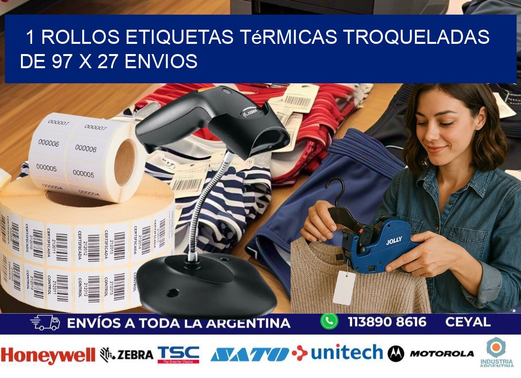 1 Rollos Etiquetas Térmicas Troqueladas De 97 x 27 ENVIOS