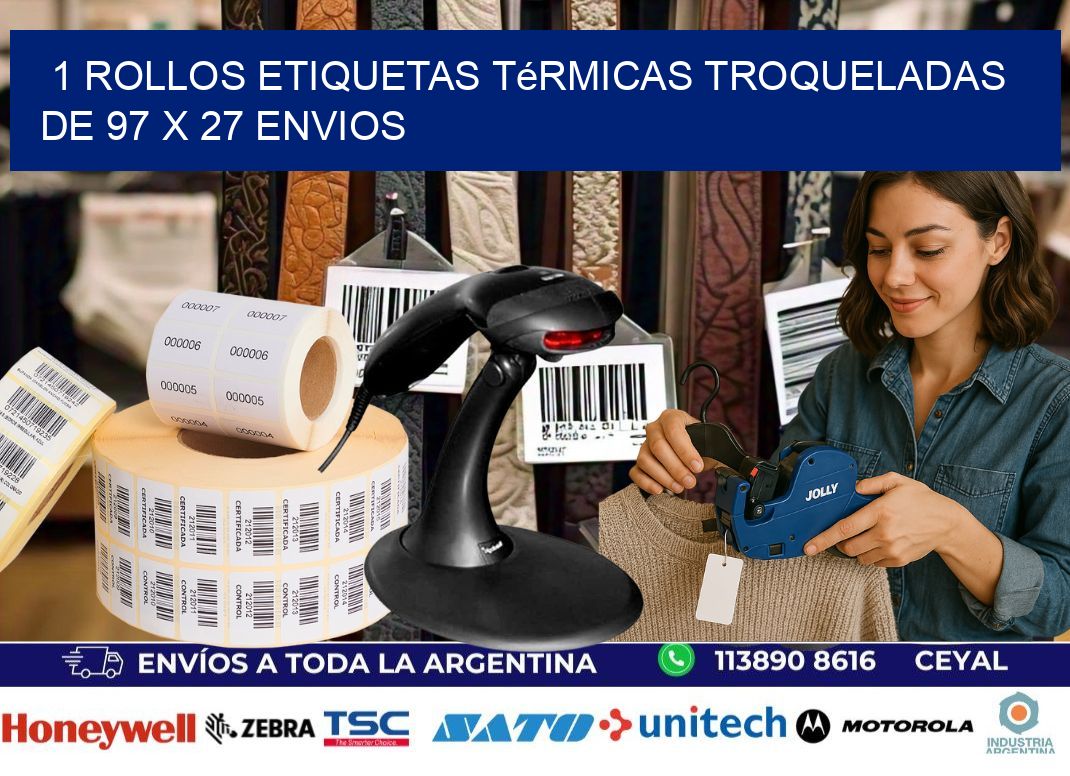 1 Rollos Etiquetas Térmicas Troqueladas De 97 x 27 ENVIOS