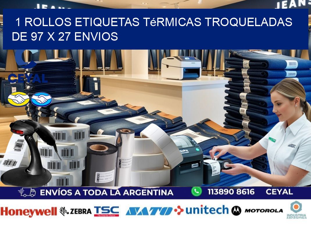 1 Rollos Etiquetas Térmicas Troqueladas De 97 x 27 ENVIOS