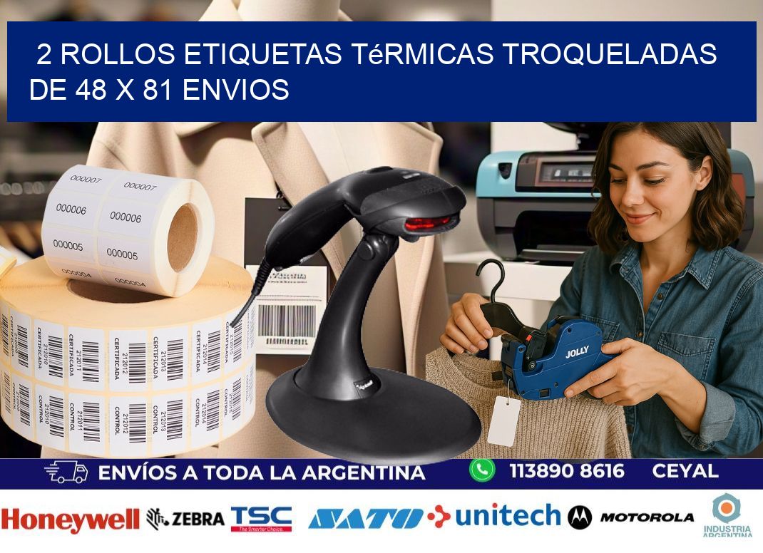2 Rollos Etiquetas Térmicas Troqueladas De 48 x 81 ENVIOS