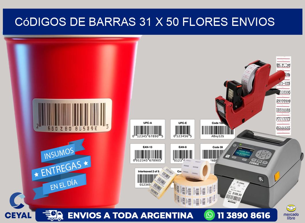 Códigos de Barras 31 x 50 flores envios