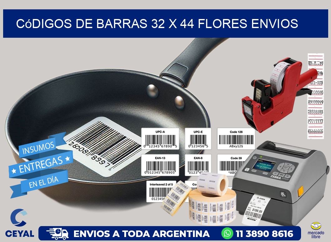 Códigos de Barras 32 x 44 flores envios