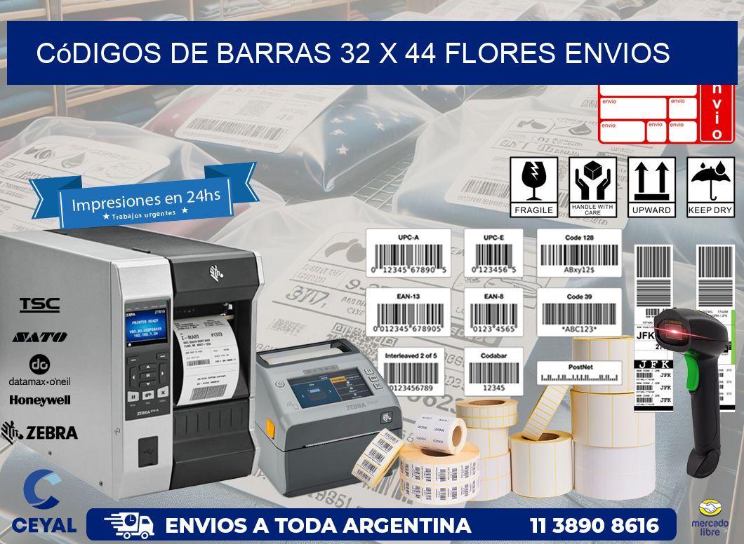 Códigos de Barras 32 x 44 flores envios