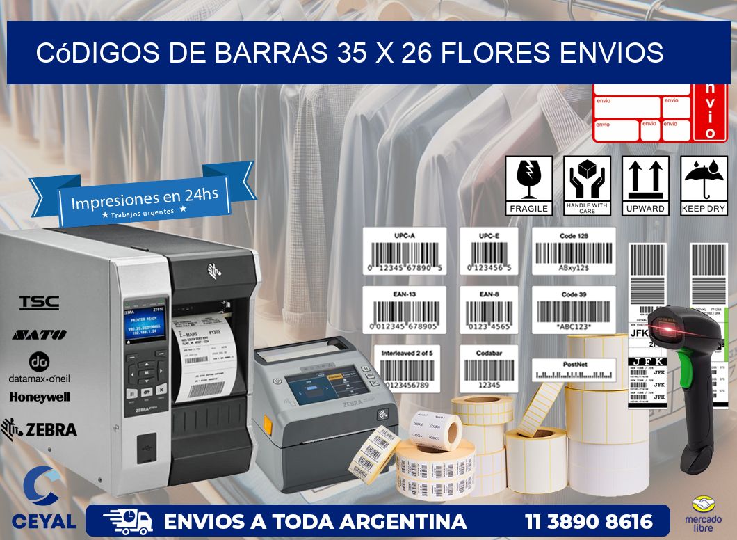 Códigos de Barras 35 x 26 flores envios