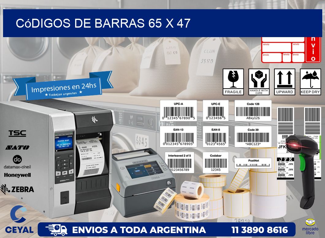 Códigos de Barras 65 x 47