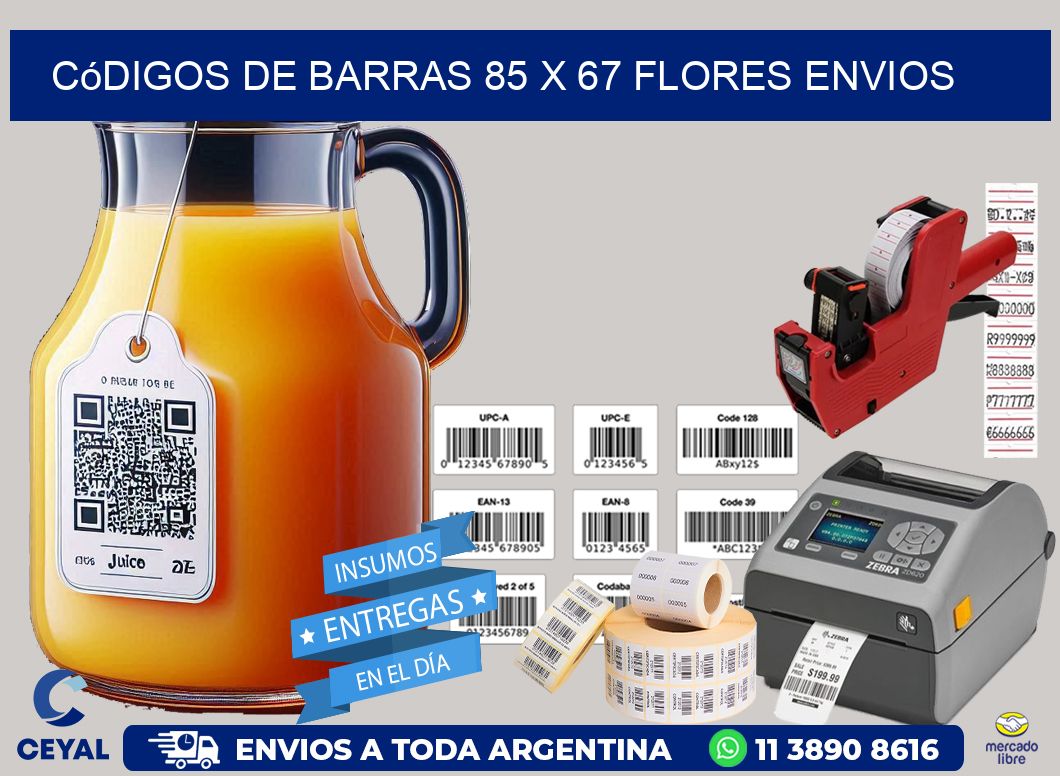 Códigos de Barras 85 x 67 flores envios