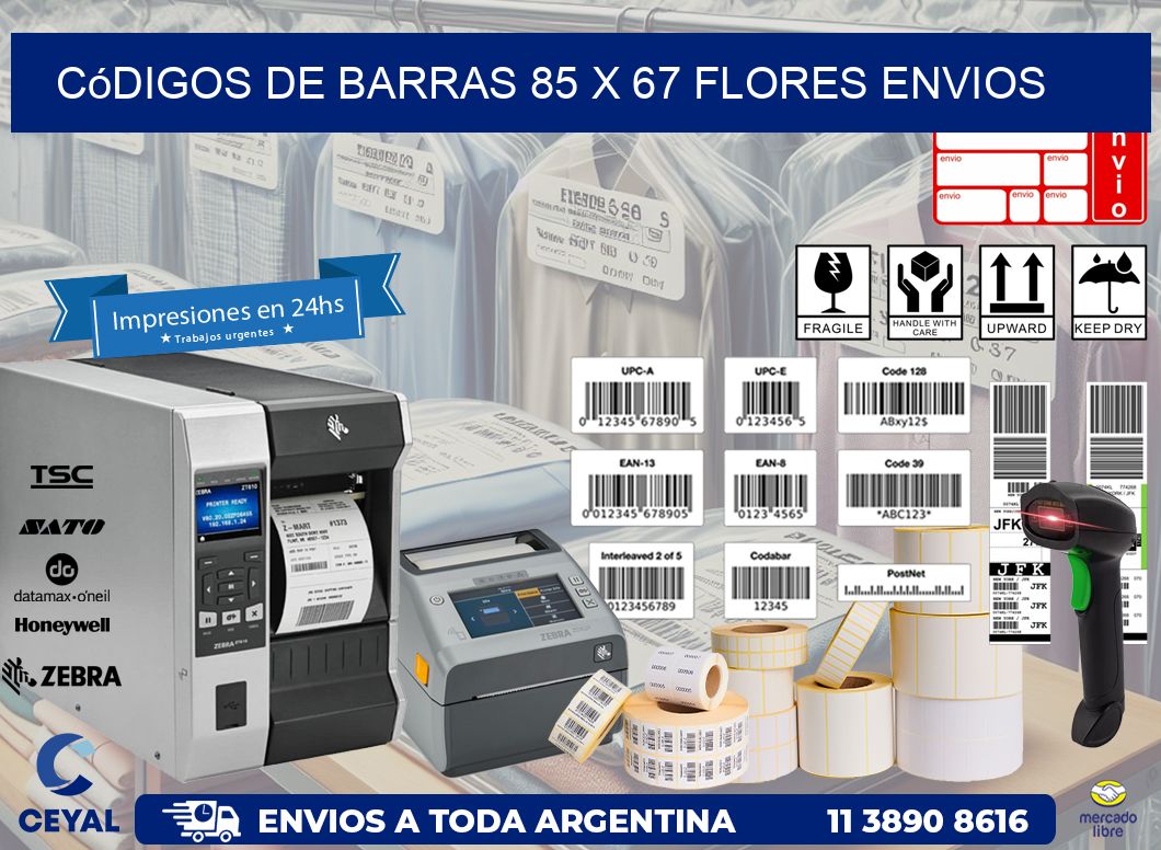 Códigos de Barras 85 x 67 flores envios