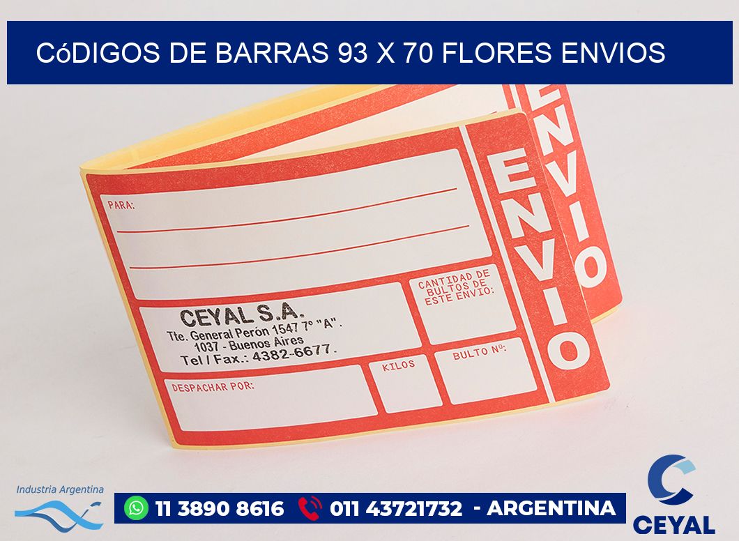 Códigos de Barras 93 x 70 flores envios