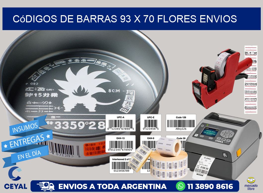 Códigos de Barras 93 x 70 flores envios