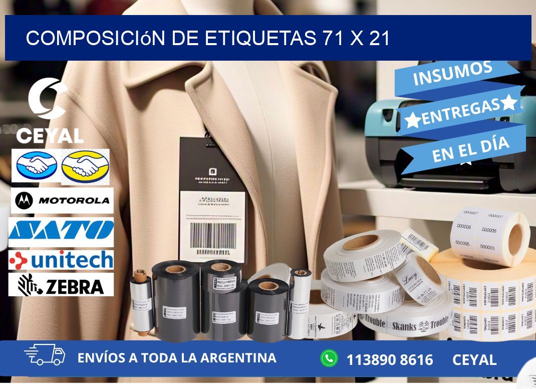 Composición de etiquetas 71 x 21