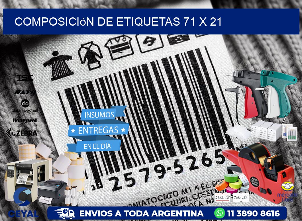 Composición de etiquetas 71 x 21