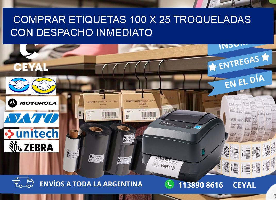 Comprar etiquetas 100 x 25 troqueladas con despacho inmediato