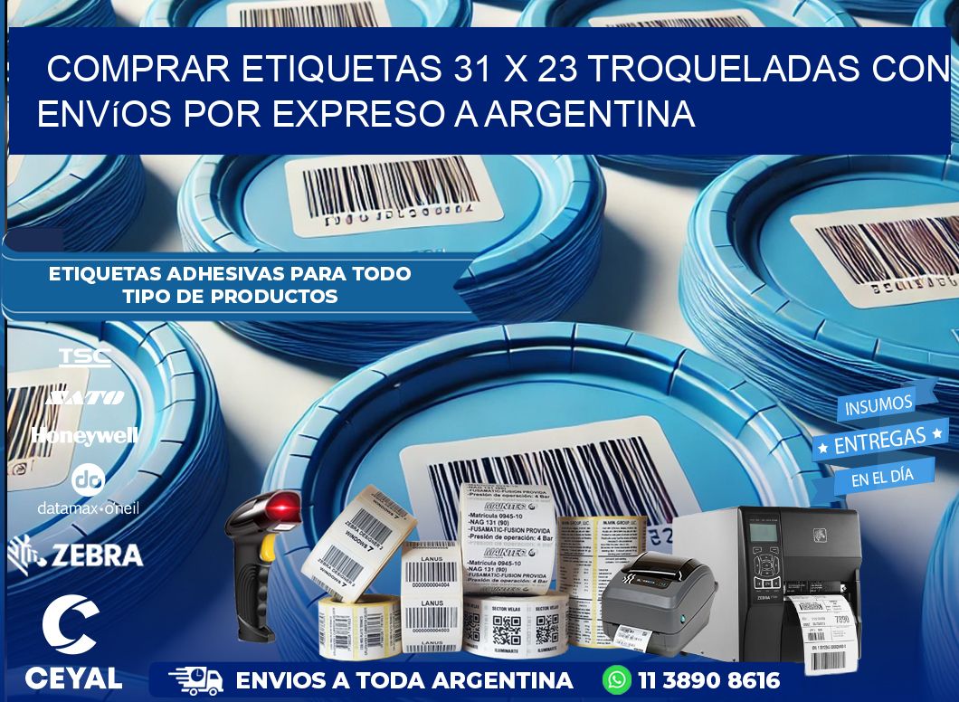 Comprar etiquetas 31 x 23 troqueladas con envíos por expreso a Argentina