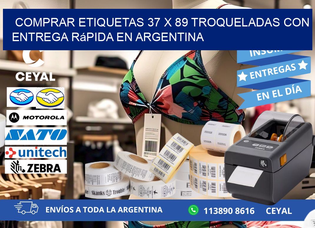 Comprar etiquetas 37 x 89 troqueladas con entrega rápida en Argentina