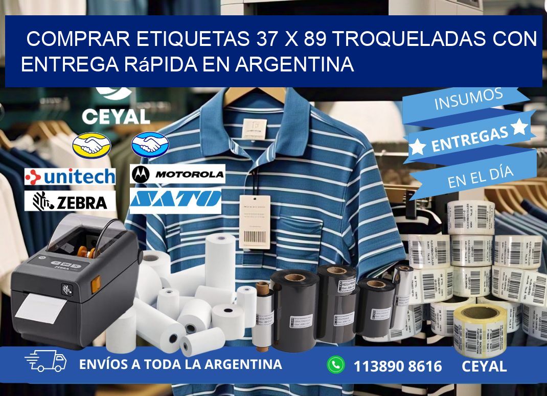 Comprar etiquetas 37 x 89 troqueladas con entrega rápida en Argentina