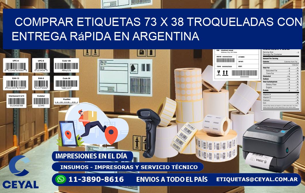 Comprar etiquetas 73 x 38 troqueladas con entrega rápida en Argentina
