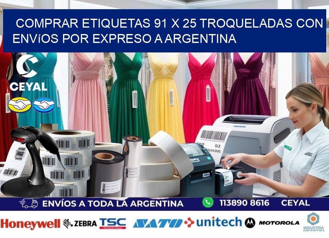 Comprar etiquetas 91 x 25 troqueladas con envíos por expreso a Argentina