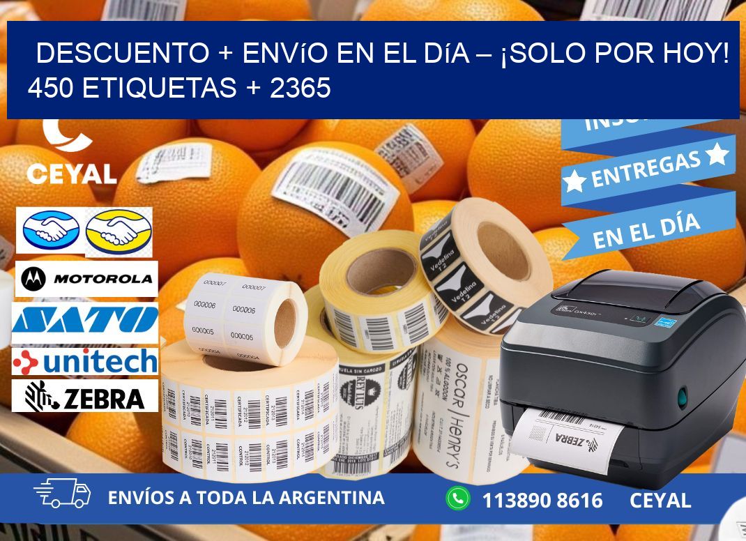 Descuento + envío en el Día – ¡Solo por Hoy! 450 etiquetas + 2365