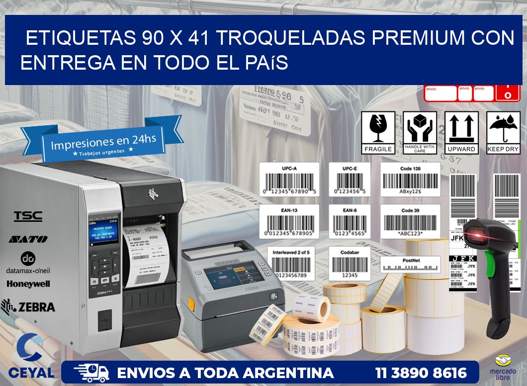 Etiquetas 90 x 41 troqueladas premium con entrega en todo el país