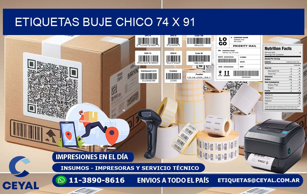 Etiquetas buje chico 74 x 91