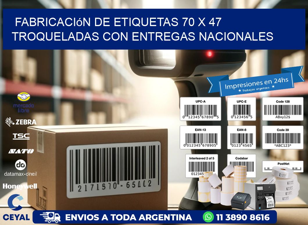 Fabricación de etiquetas 70 x 47 troqueladas con entregas nacionales