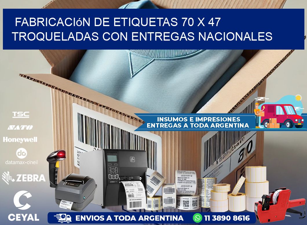 Fabricación de etiquetas 70 x 47 troqueladas con entregas nacionales