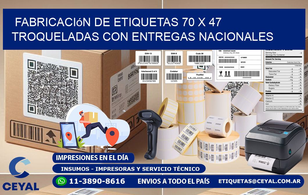 Fabricación de etiquetas 70 x 47 troqueladas con entregas nacionales