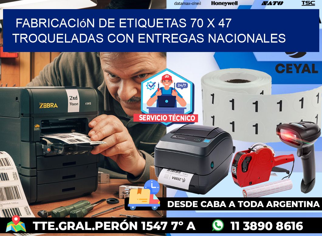 Fabricación de etiquetas 70 x 47 troqueladas con entregas nacionales