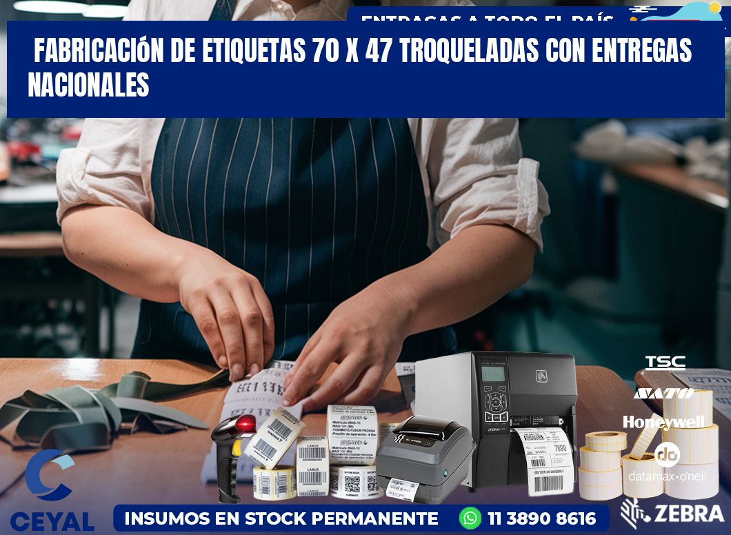 Fabricación de etiquetas 70 x 47 troqueladas con entregas nacionales