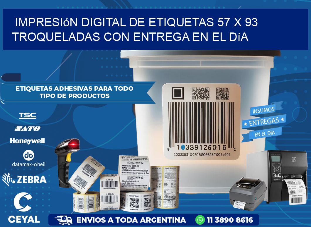 Impresión digital de etiquetas 57 x 93 troqueladas con entrega en el día