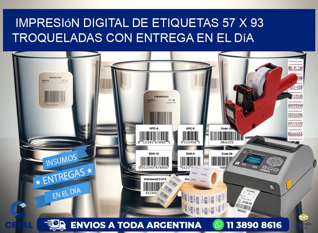 Impresión digital de etiquetas 57 x 93 troqueladas con entrega en el día