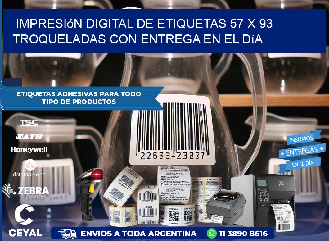 Impresión digital de etiquetas 57 x 93 troqueladas con entrega en el día