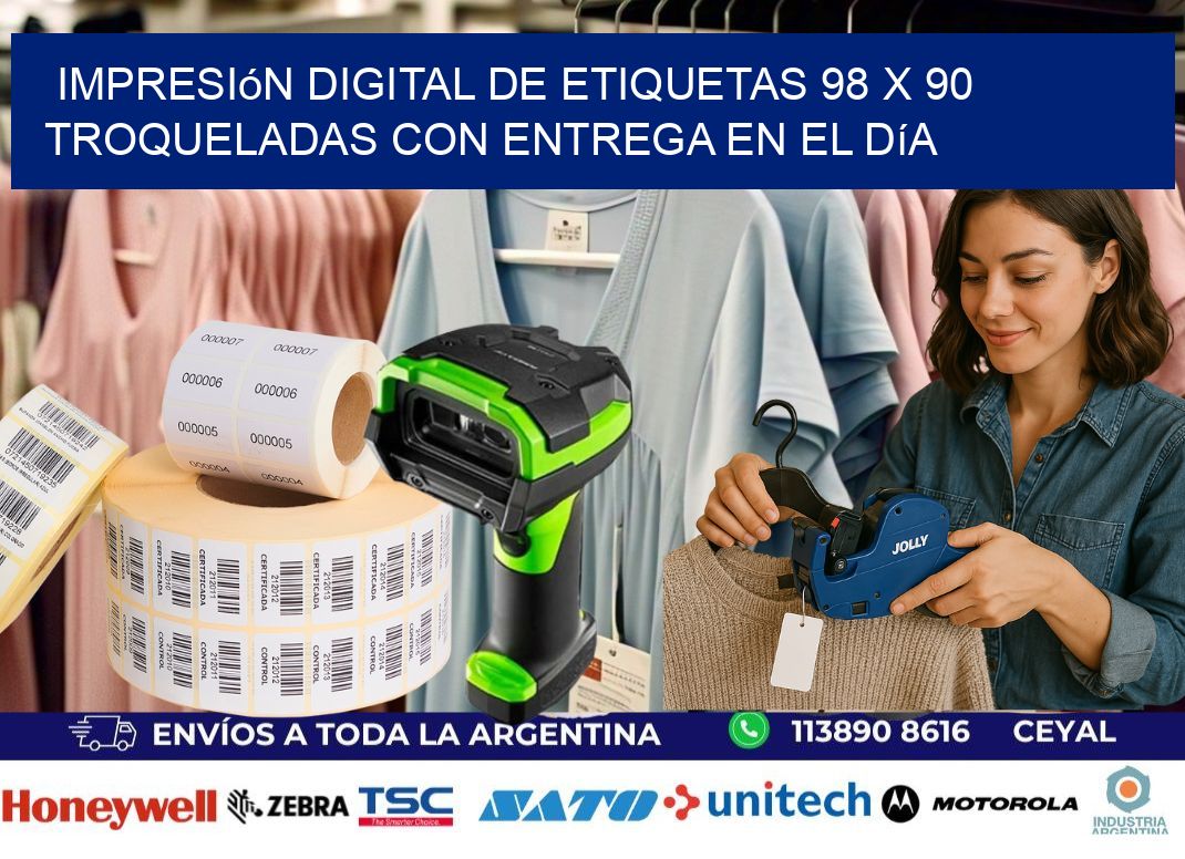 Impresión digital de etiquetas 98 x 90 troqueladas con entrega en el día