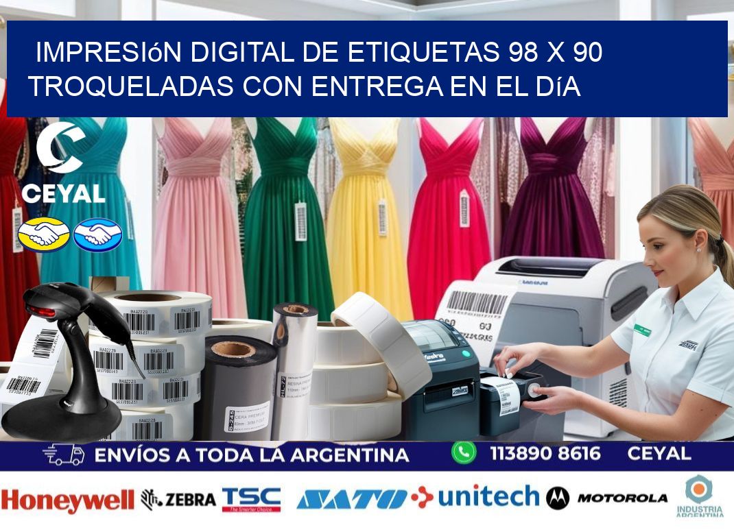 Impresión digital de etiquetas 98 x 90 troqueladas con entrega en el día