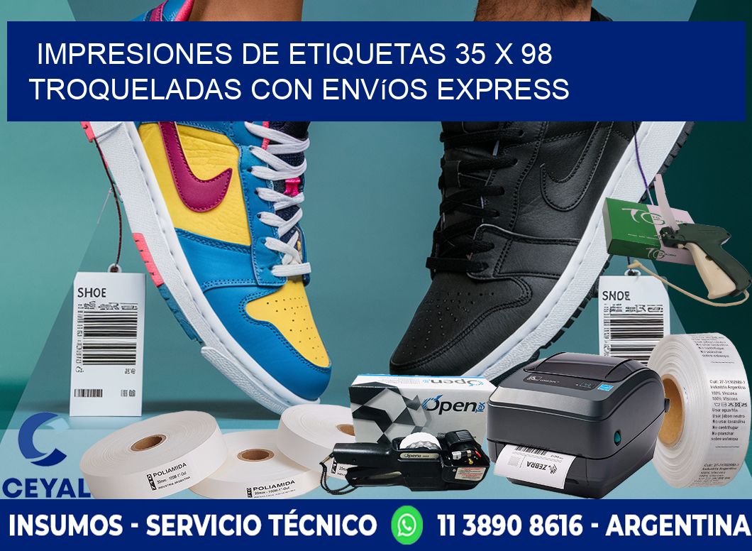 Impresiones de etiquetas 35 x 98 troqueladas con envíos express