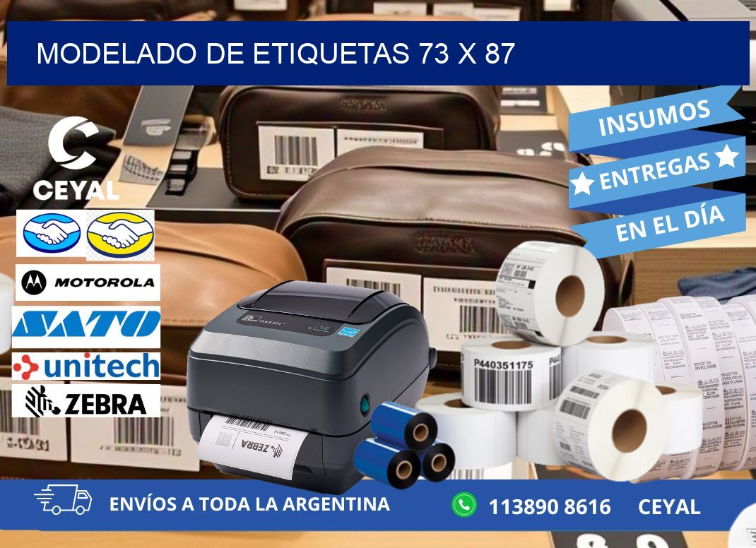 Modelado de etiquetas 73 x 87