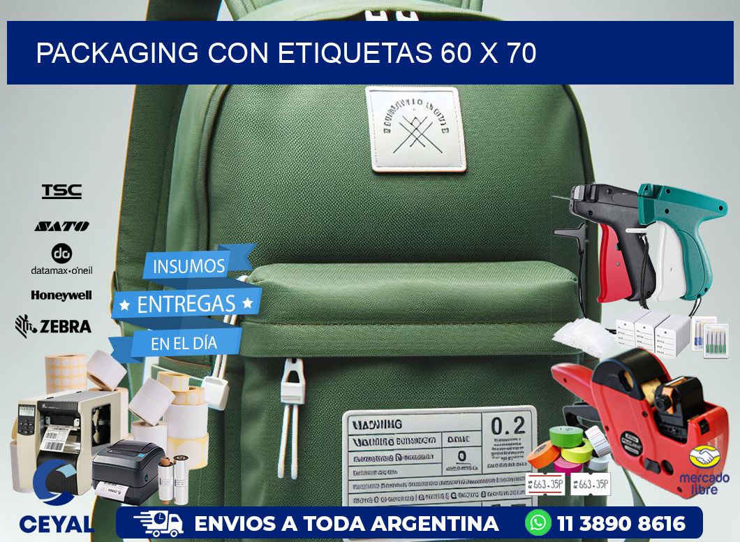 Packaging con etiquetas 60 x 70