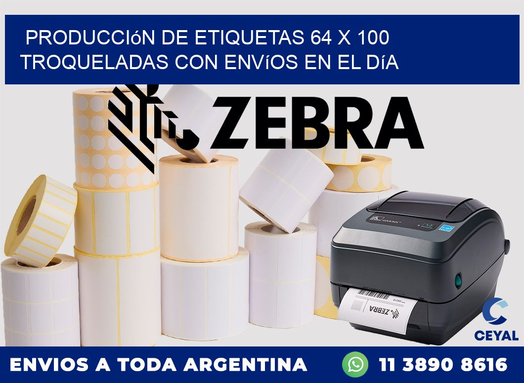 Producción de etiquetas 64 x 100 troqueladas con envíos en el día