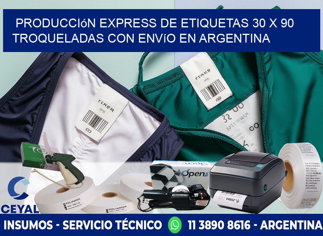 Producción express de etiquetas 30 x 90 troqueladas con envío en Argentina