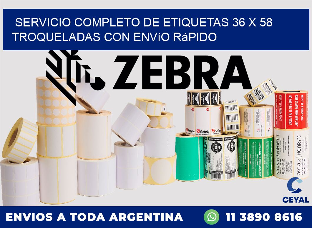 Servicio completo de etiquetas 36 x 58 troqueladas con envío rápido