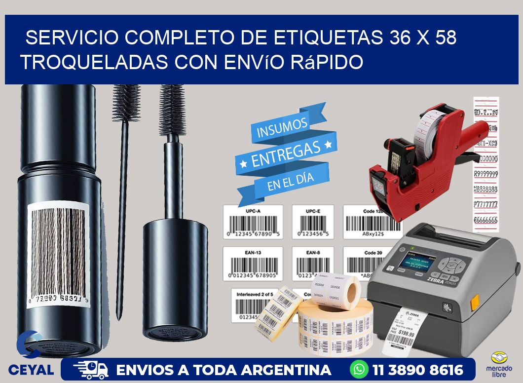 Servicio completo de etiquetas 36 x 58 troqueladas con envío rápido
