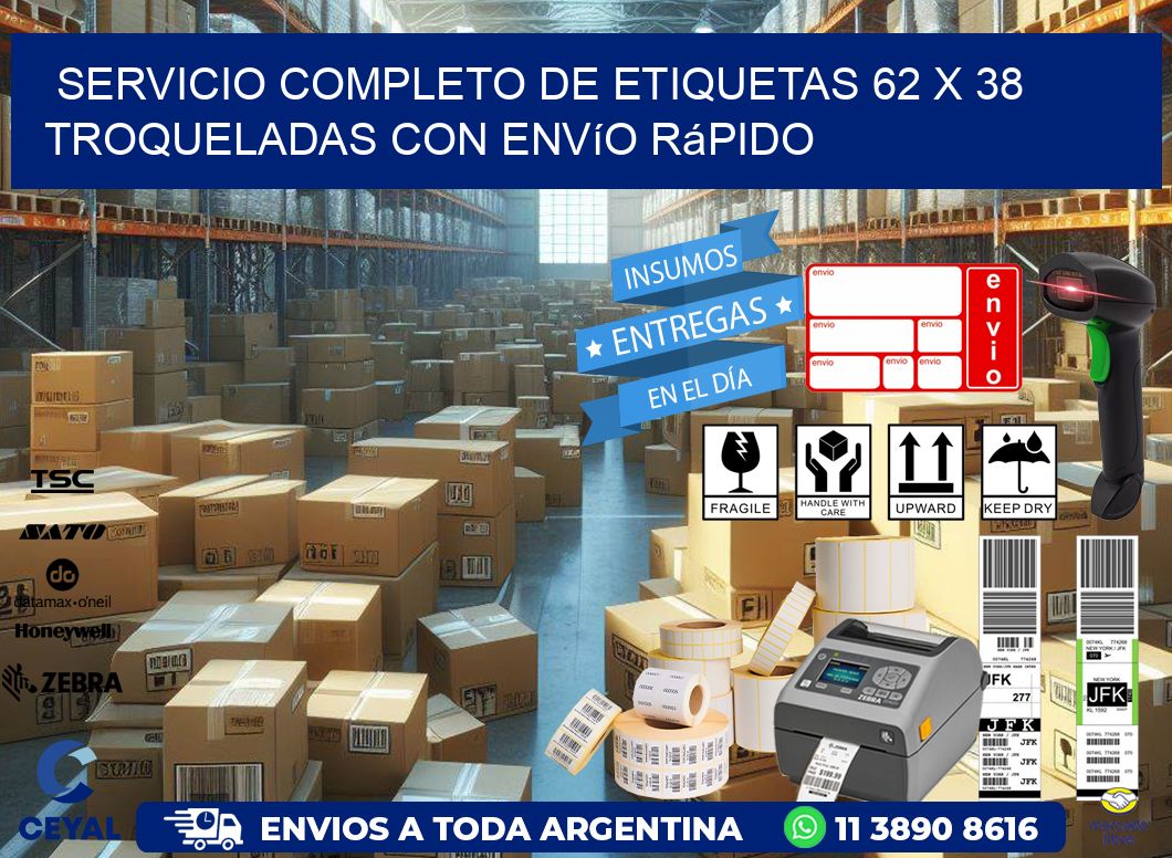 Servicio completo de etiquetas 62 x 38 troqueladas con envío rápido