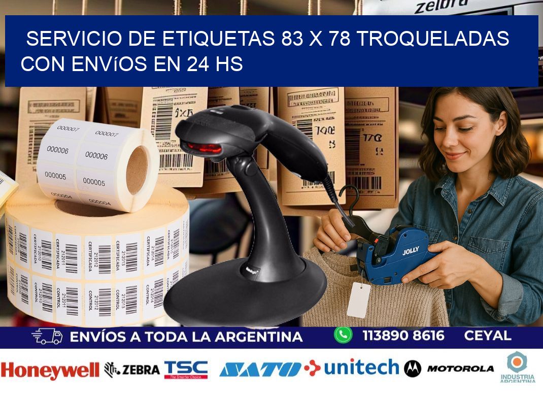 Servicio de etiquetas 83 x 78 troqueladas con envíos en 24 hs