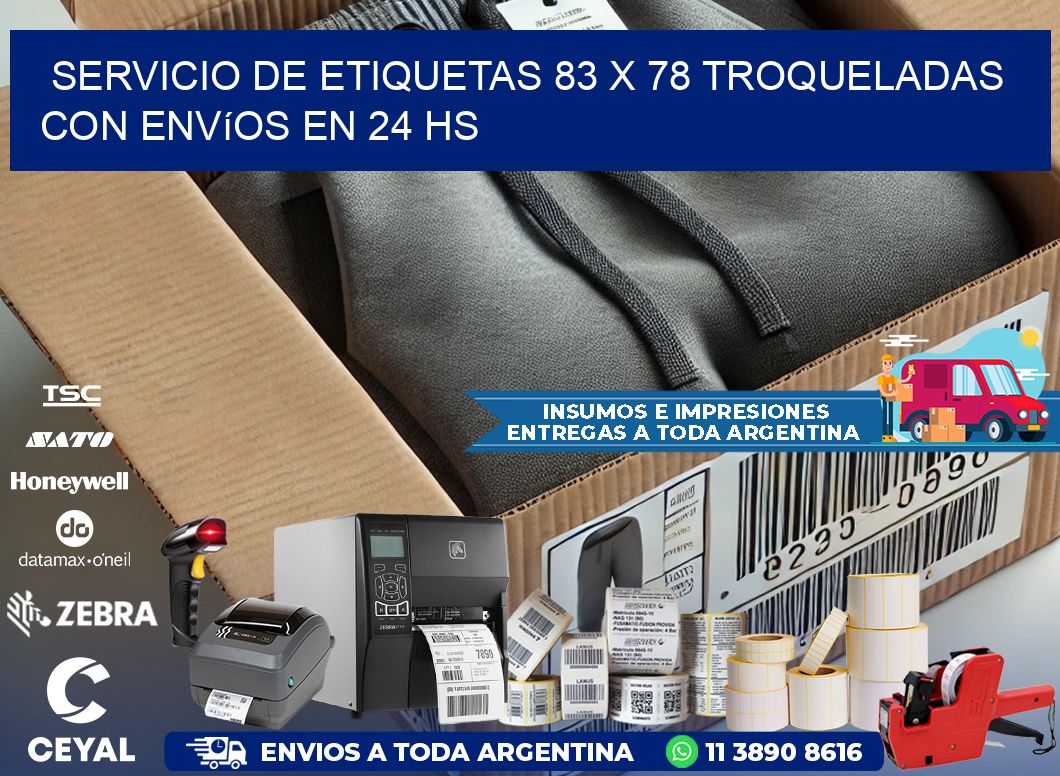Servicio de etiquetas 83 x 78 troqueladas con envíos en 24 hs