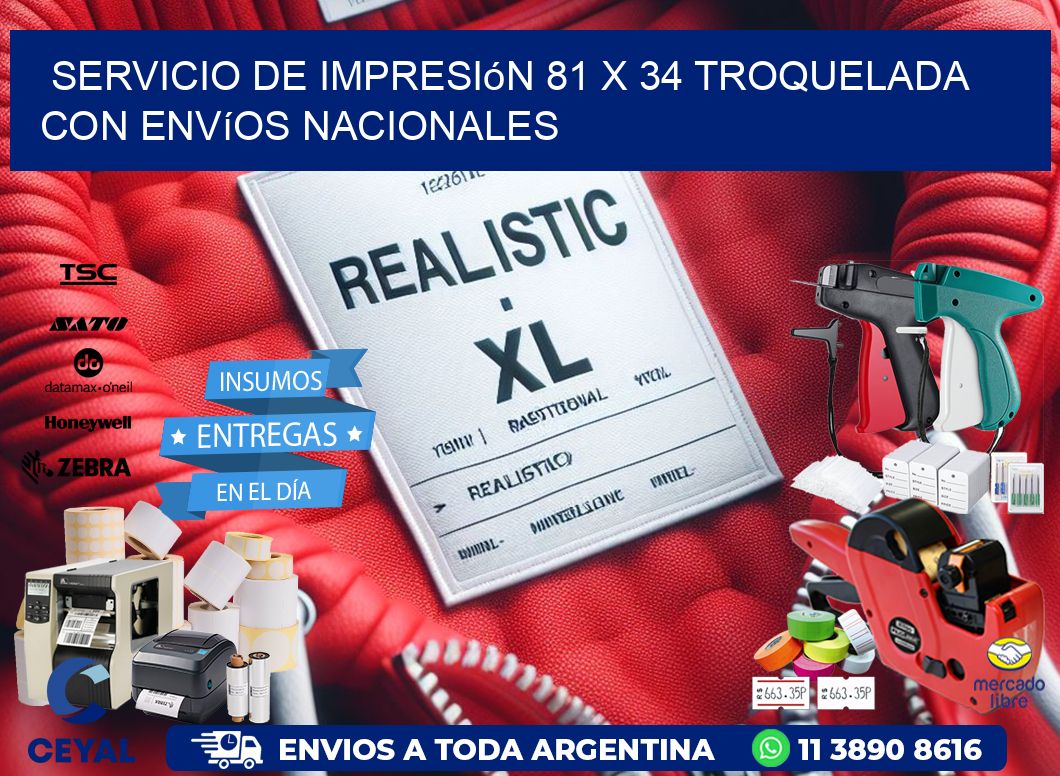 Servicio de impresión 81 x 34 troquelada con envíos nacionales