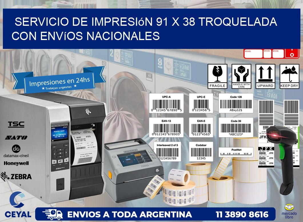 Servicio de impresión 91 x 38 troquelada con envíos nacionales
