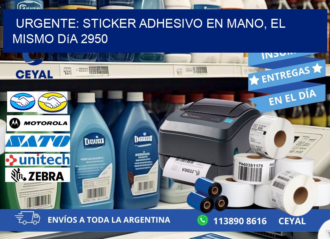 Urgente: Sticker adhesivo en Mano, el Mismo Día 2950